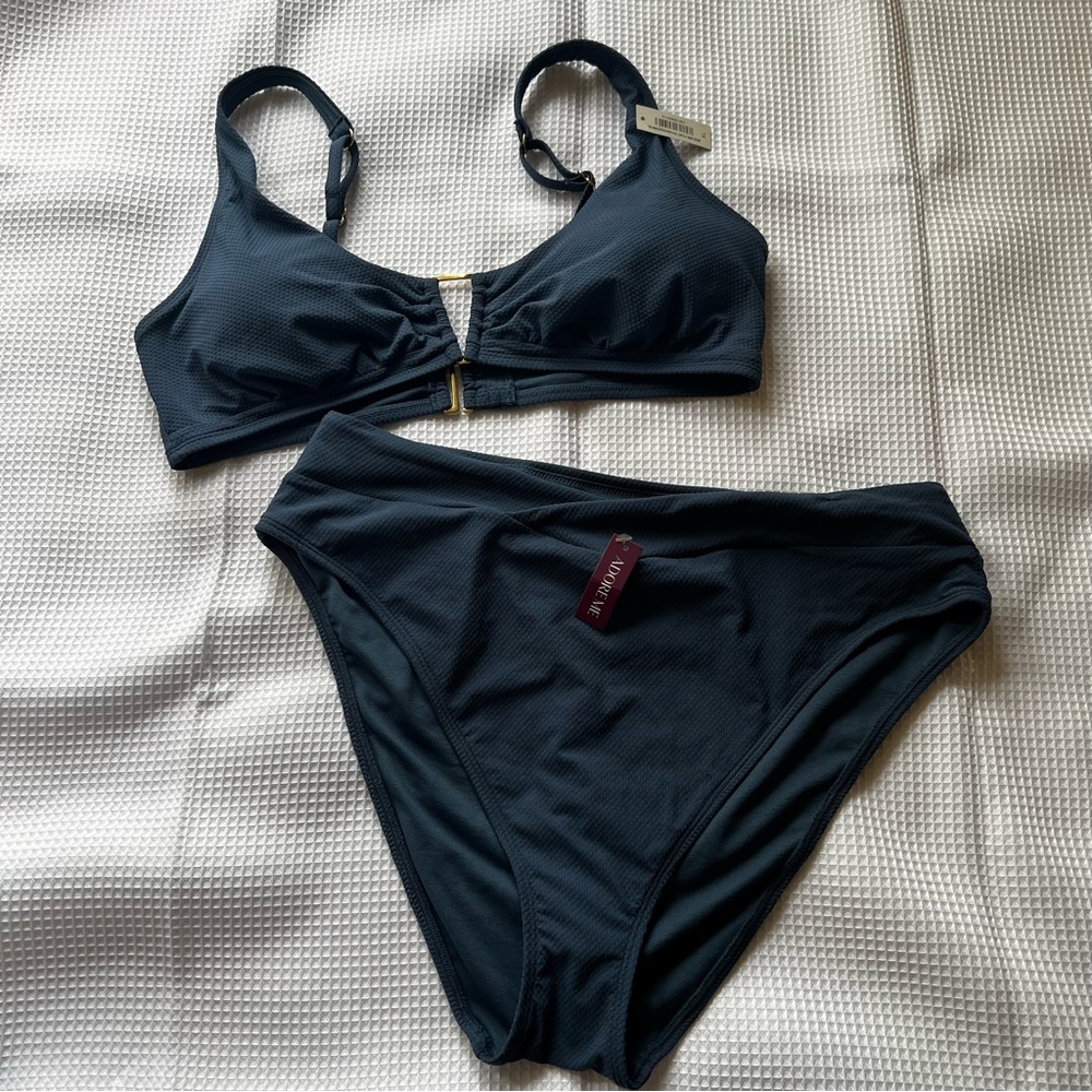 ADORE ME 2 piece swimsuit bikini‎ dark denim blue Women's SIZE XL new